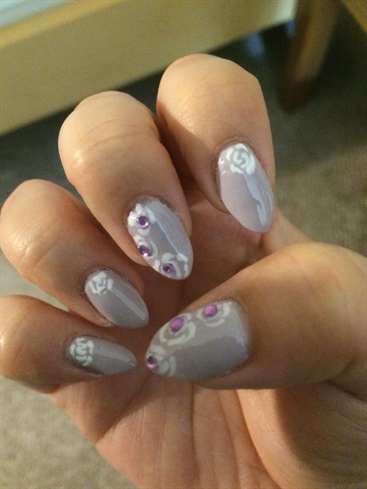Lilac Nails With Roses
