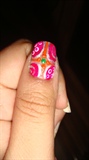 Pink swirls with dots
