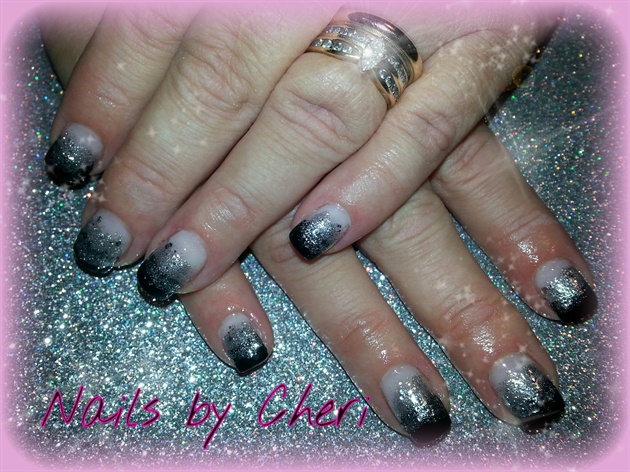 ombre black &amp; silver on acrylic