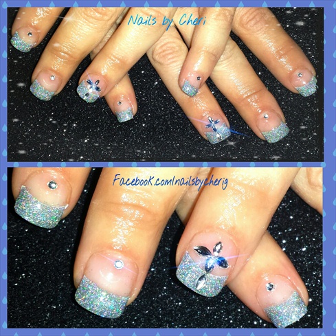 Holographic silver glitter with cross