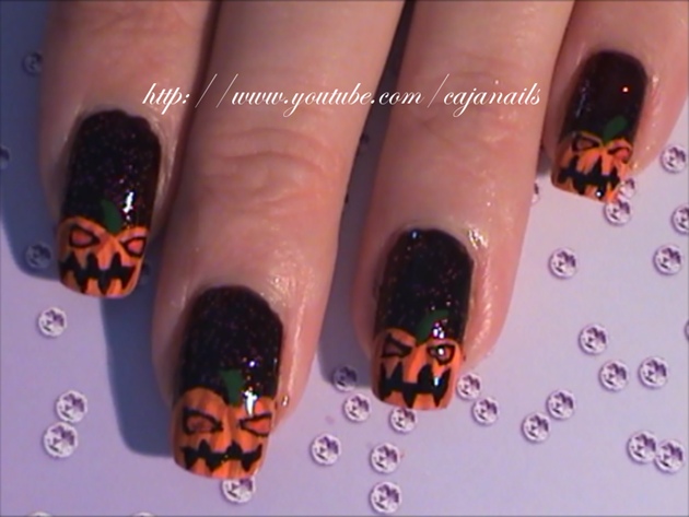 Nailart: Evil halloween pumpkins