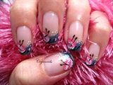 French tip with one stroke flower