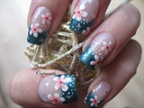 French tip with flowers and stars