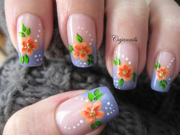 9. French Manicure with Delicate Flower Stickers - wide 10