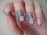 Grey with one stroke pink flower