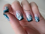 Nail art: Double french tip with flowers
