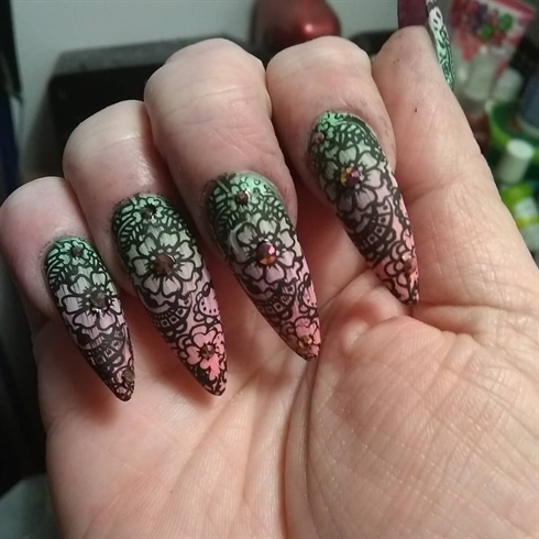 Stamping over ombre
