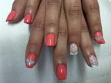 Salmon with white floral design