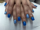 Blue with White Tribal Design