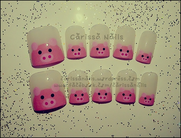 Pink Piggy Nails