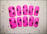 Dog Foot Print in Neon Pink nails