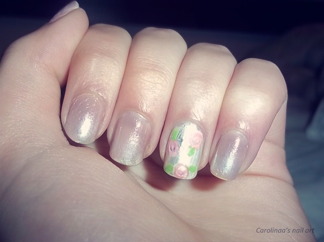 Floral and French Ombre Nails