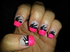 Hot pink French tip with design 
