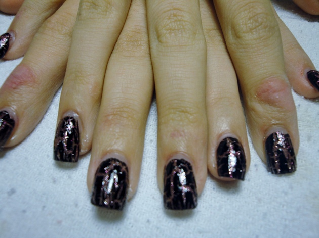 pink glitter with black crackle