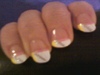 French tip with pink, silver, yellow