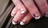 French tip lined with blac, blue and sil