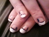 French tip lined with blac, blue and sil