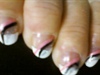 French tip with pink, black and silver