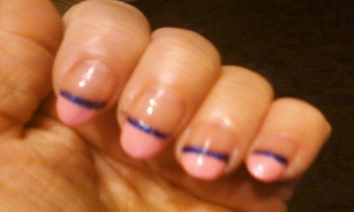 Pink tips with blue trim