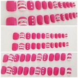 Glue-On Nails - Pink with Stripes &amp; Bows