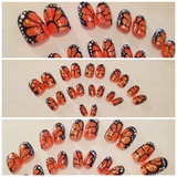 Glue-On Nails - Monarch Butterflies