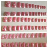 Glue-On Nails - Pink with White Flowers