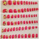 Glue- On Nails - Pink Fun Flowers