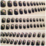 Glue-On Nails - Navy Floral
