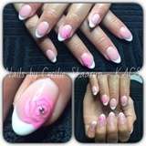 French Nails With Af Pink Rose