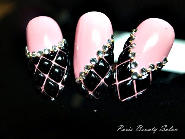 Chanel style gel nail art