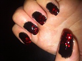 Black nails with Red glitter