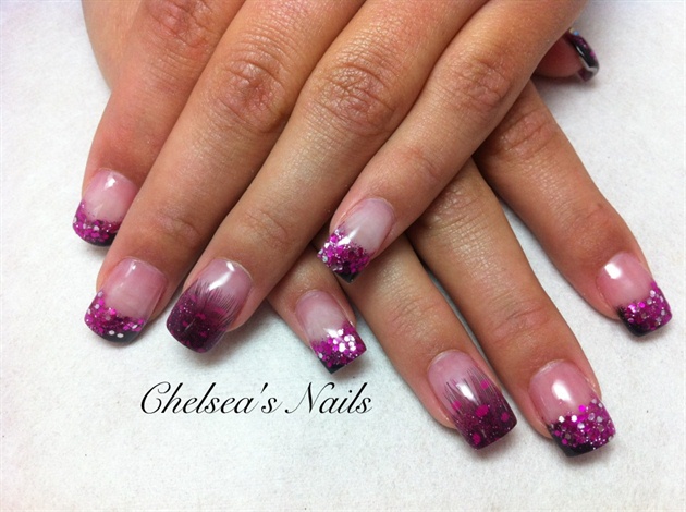 Pink and Black Sparkle and Feathers