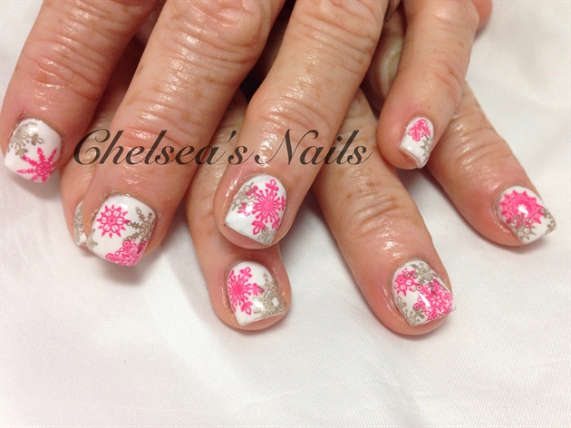 Pink and Silver Snowflakes