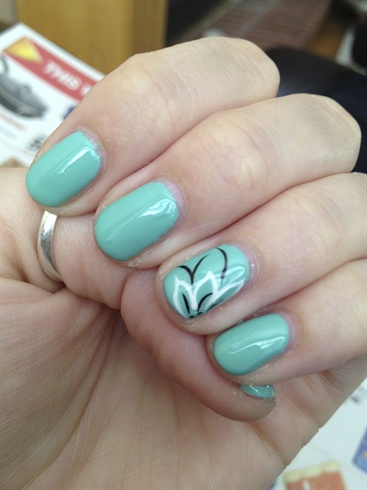 Mint-teal with flower