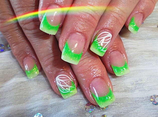 3. Neon Green and White Marble Nail Design - wide 6