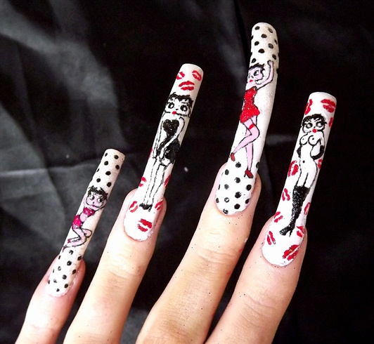 Betty Boop nail designs.