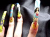 Wonder woman nail art figure.