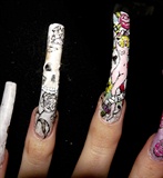 More ed hardy themed nail art in progress..
