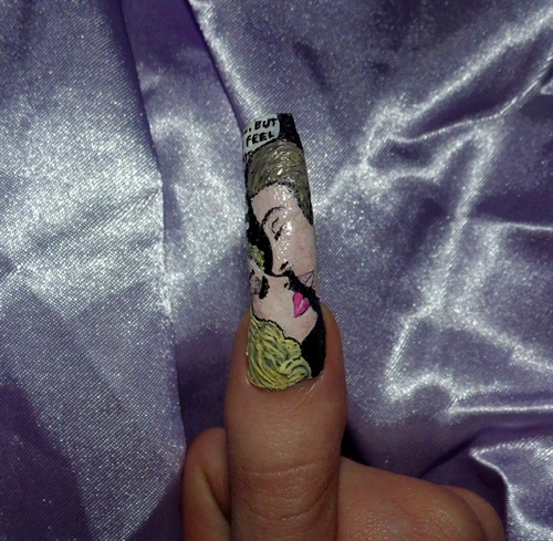 Pop art/vintage pin up nail art
