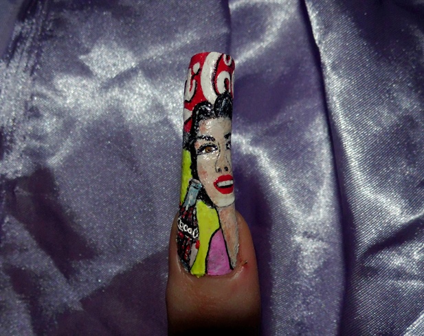 Coca cola vintage pin up nail art