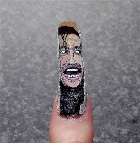 Here&#39;s Johnny! Halloween nail art. 
