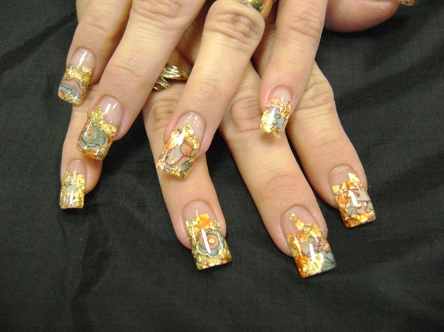 8. Pearl and Gold Foil Nail Art - wide 9