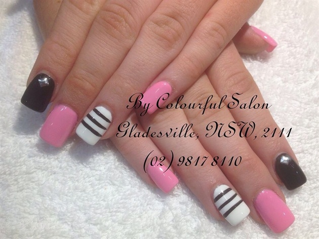 1. Pink and Gold Striped Nail Design - wide 8