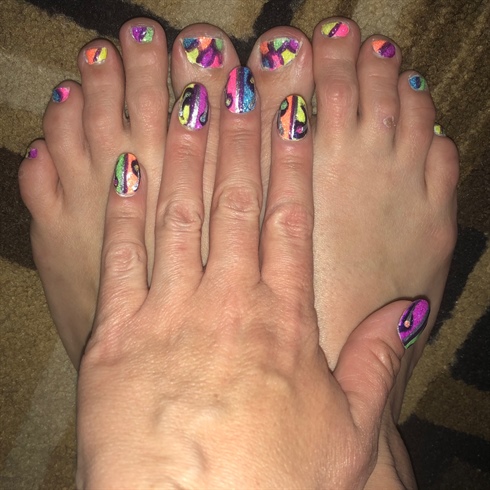 Two Sided Neon Shimmer--Toes 