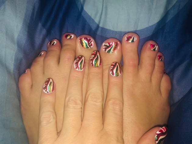 Christmas Trees &amp; Candy Canes--Toes 