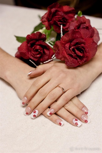 French with red flowers