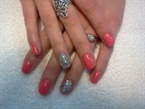 Pink shellac with glitter accent