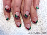 Red And Green Glitter French