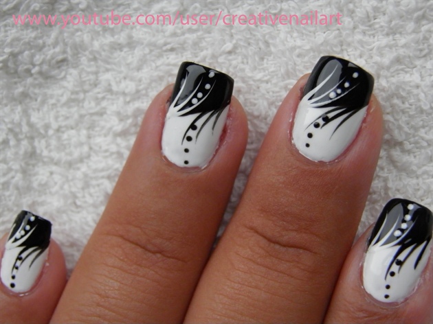 7. Black and White Nail Art with Rhinestones - wide 5