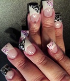 Black and White Floral w/ Pink Confetti
